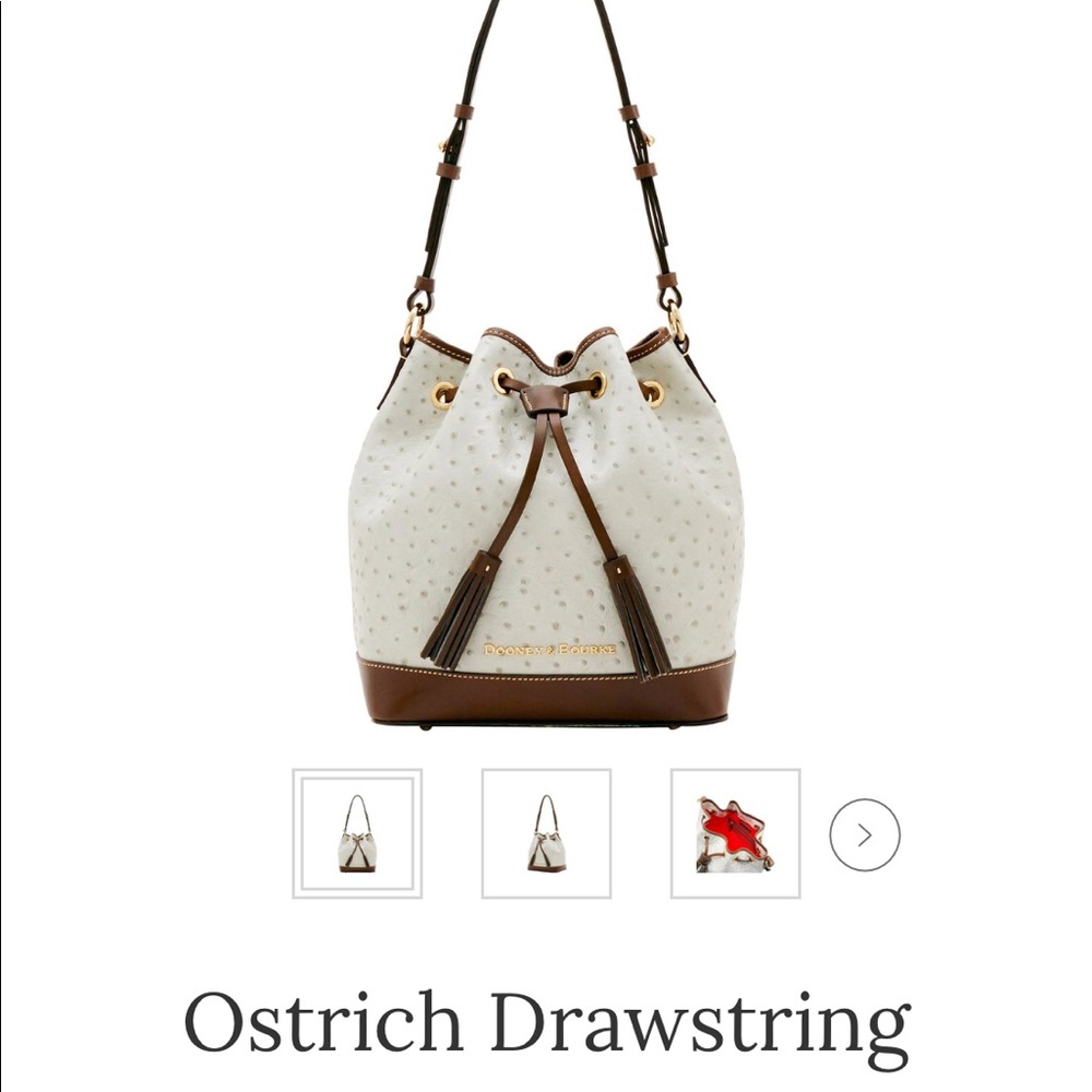 NWOT ostrich drawstring Dooney & Bourke purse